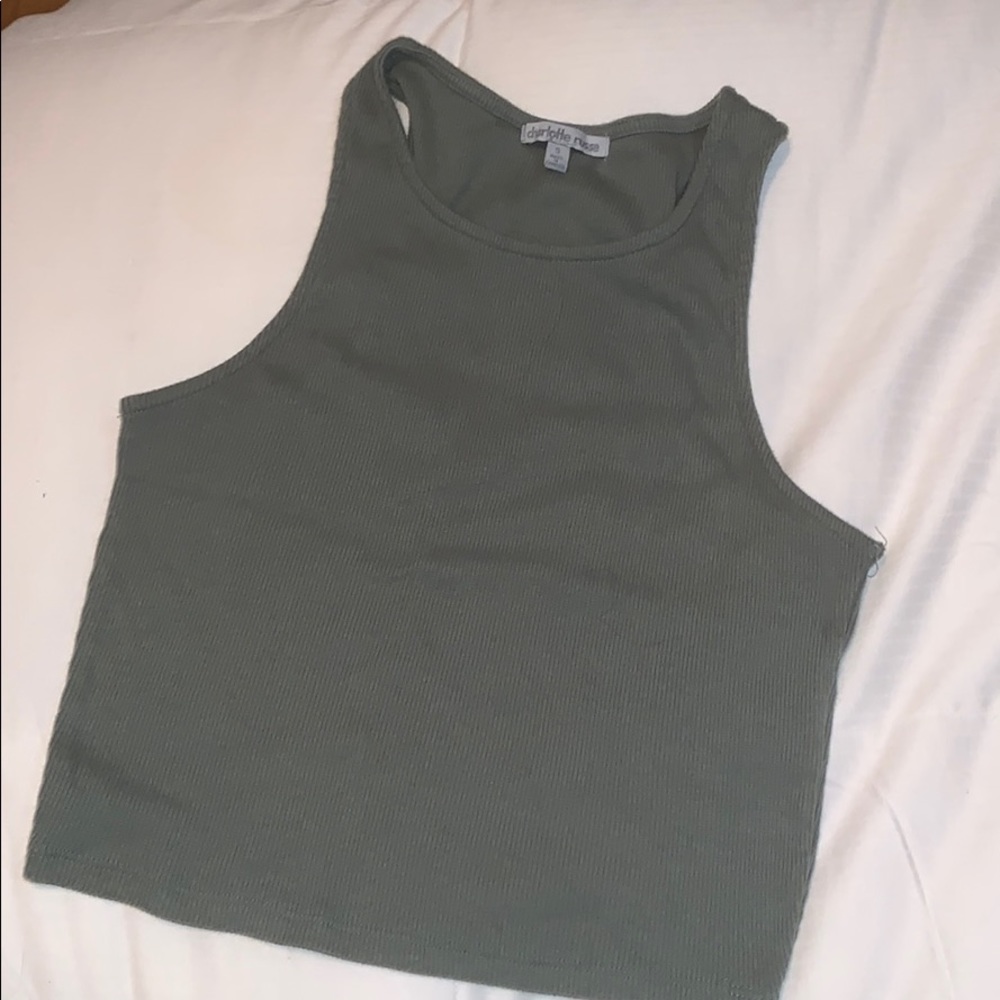 Charlotte Russe olive ribbed crop tank